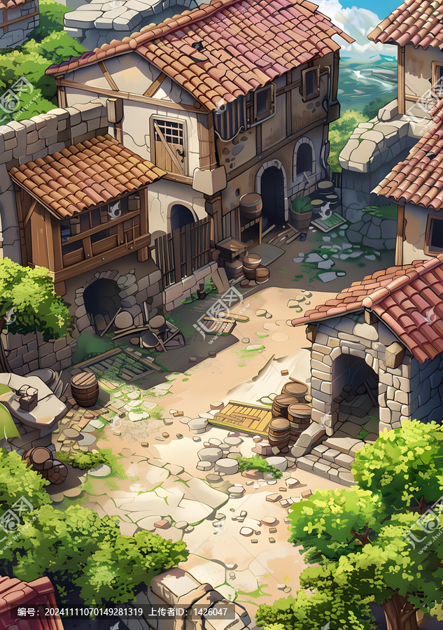 中世紀(jì)石制建筑村莊綠化