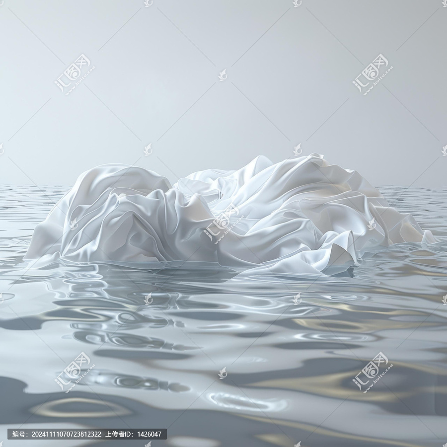 白色布料漂浮在水面上