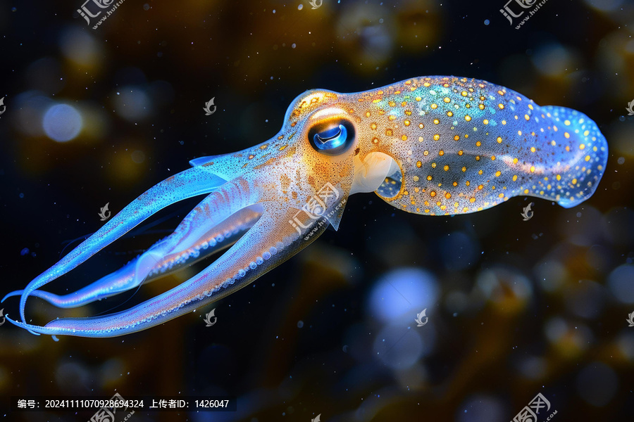 一只美麗的生物發(fā)光魷魚