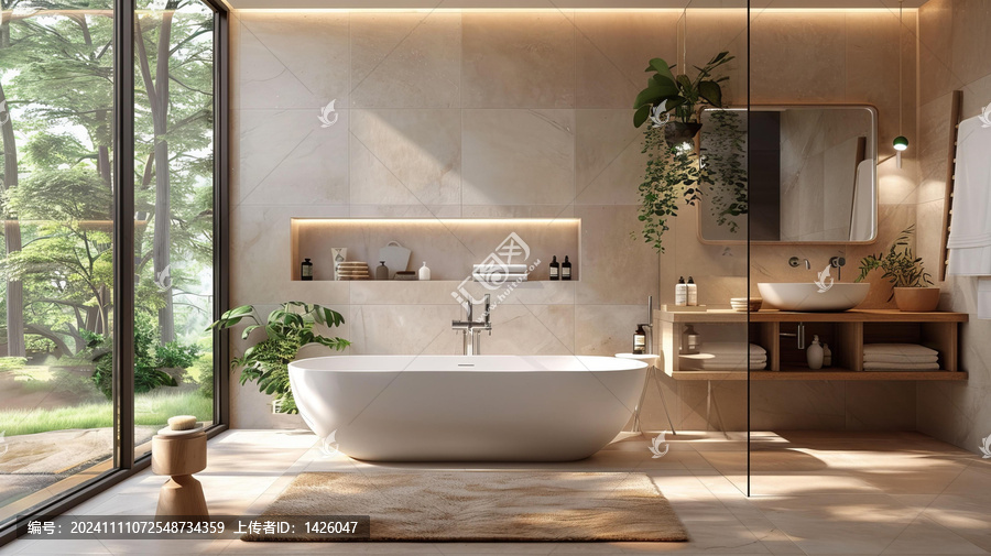 現(xiàn)代極簡風格自然景觀浴室設(shè)計