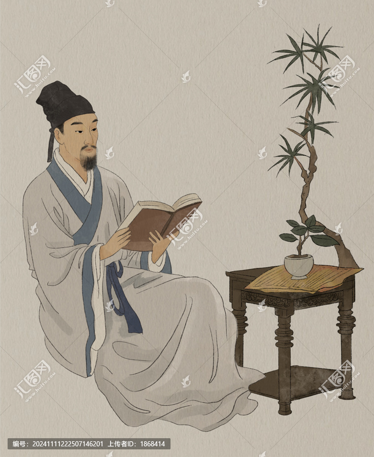 古代詩人文人名人水彩插畫