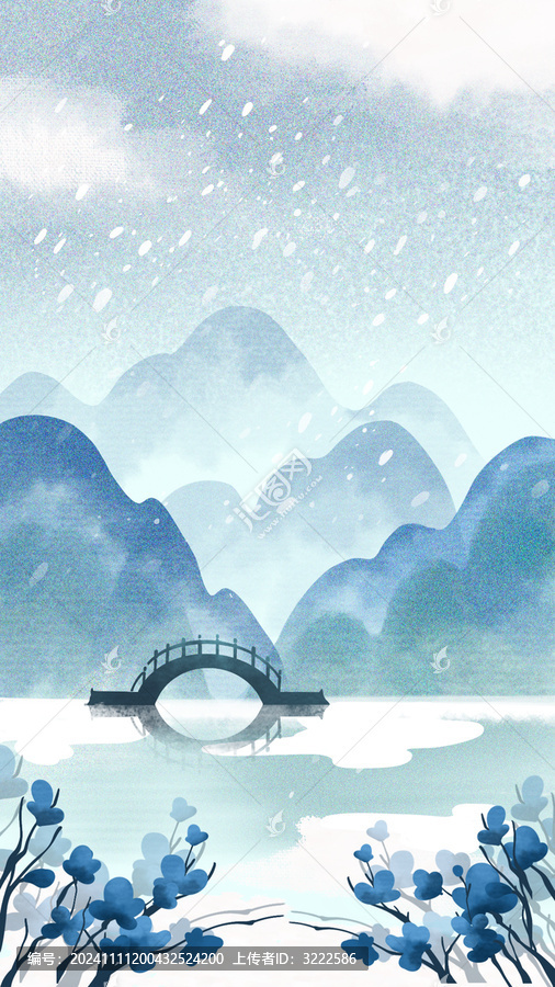 雪天古風(fēng)背景