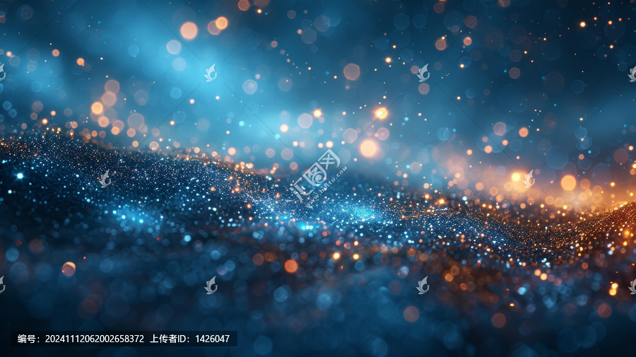 藍色和金色閃光背景與發(fā)光粒子