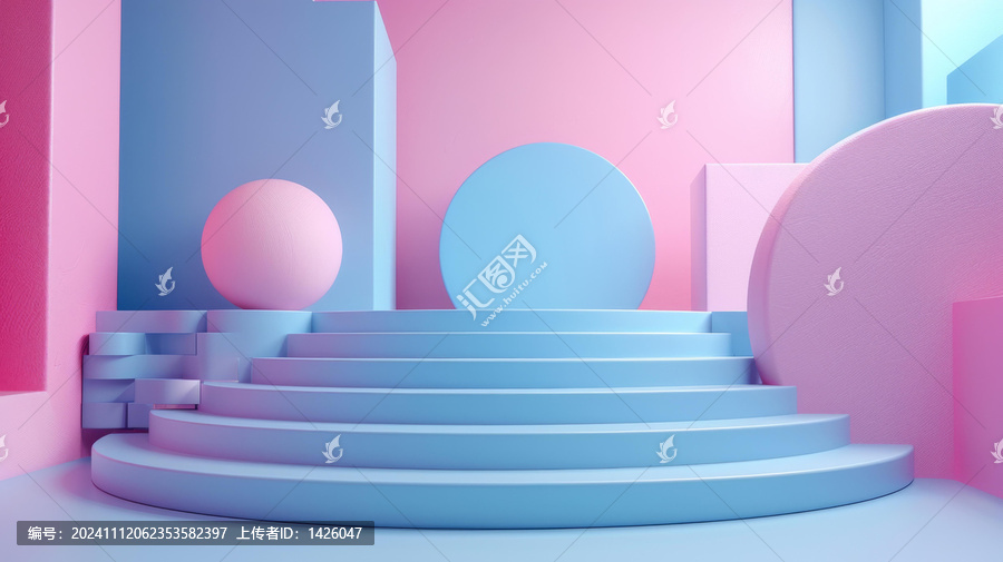 夢幻漸變幾何階梯展臺