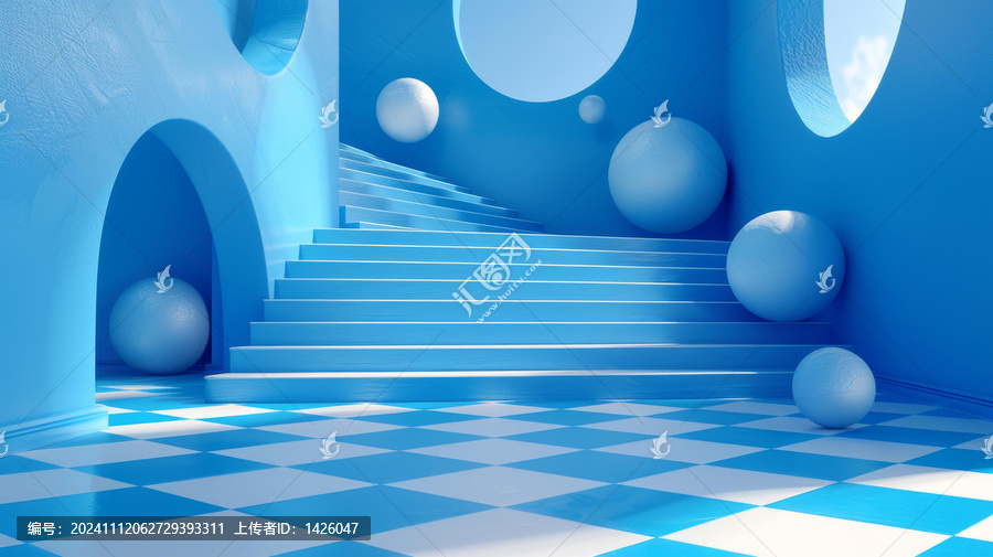 抽象藍(lán)色幾何空間設(shè)計(jì)