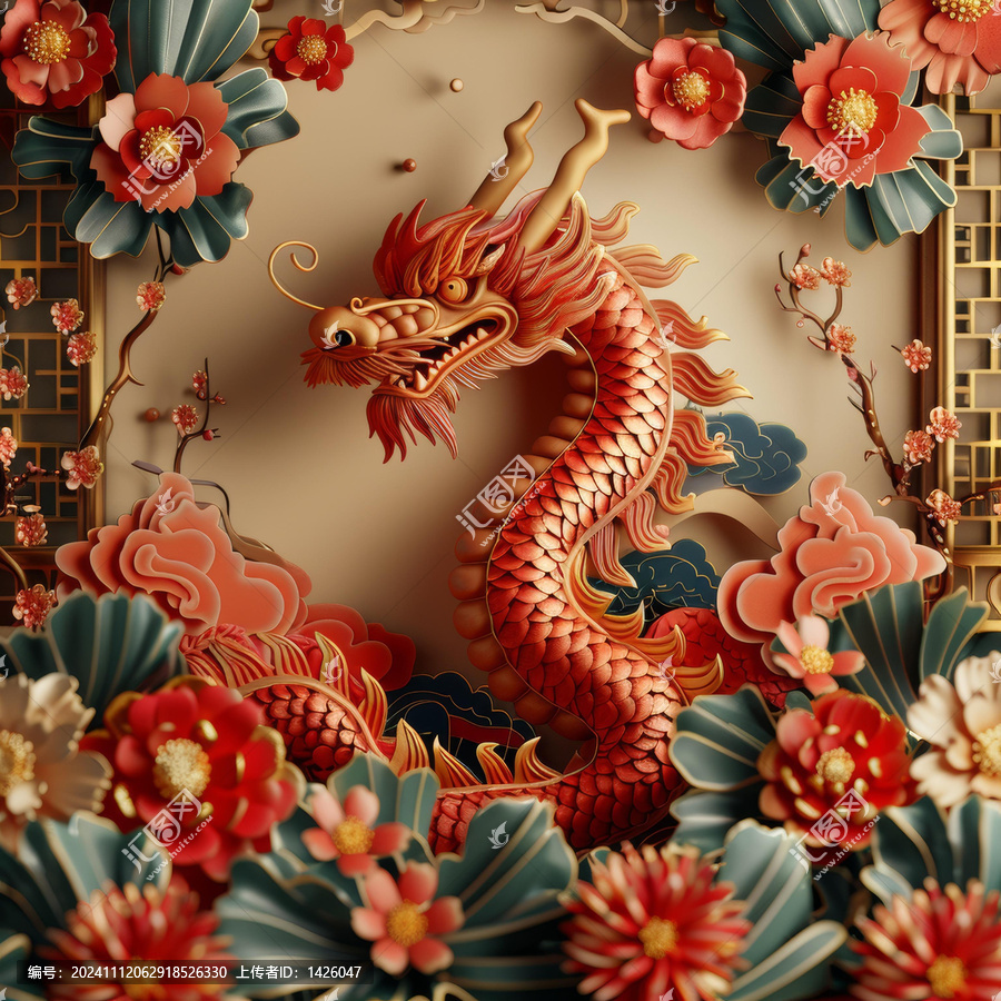 中國龍與花卉裝飾藝術(shù)