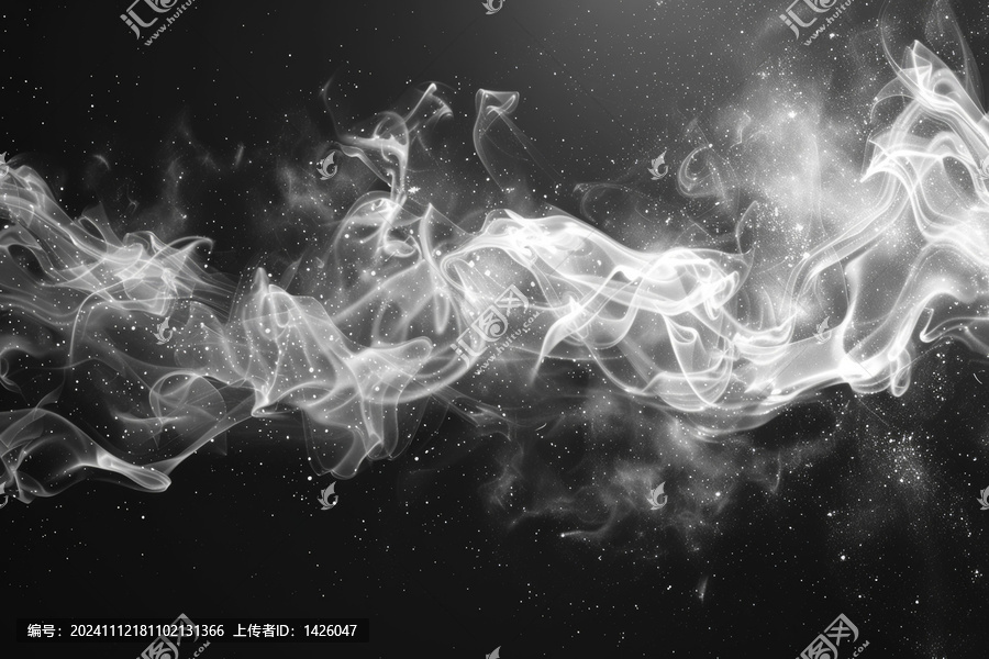 縷縷黑白相間的煙霧繚繞在黑暗的背景上