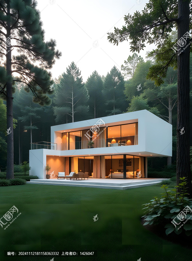森林中的現(xiàn)代白色住宅