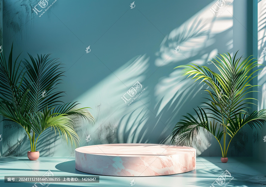 現(xiàn)代極簡展示臺與熱帶植物