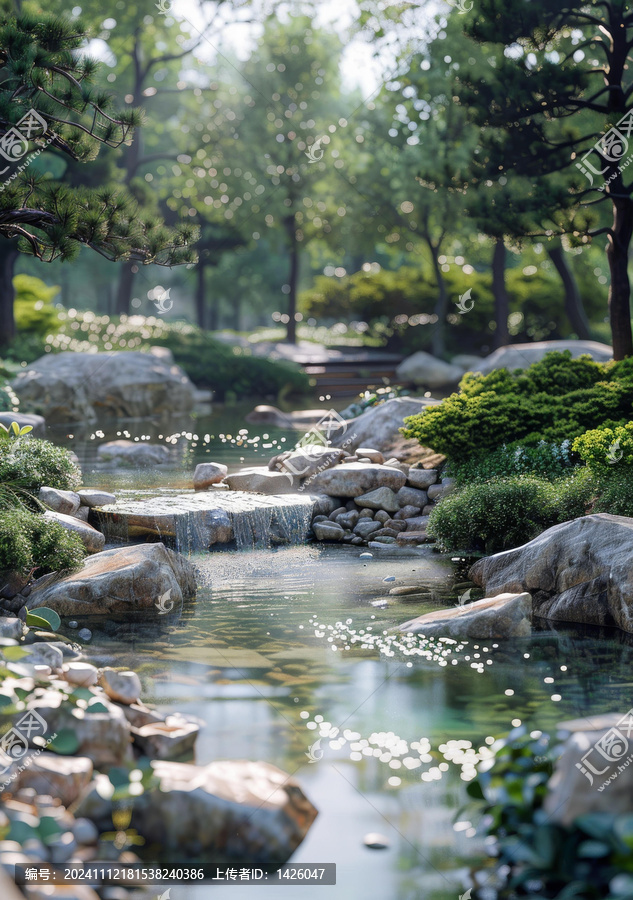 寧靜日式庭院景觀圖