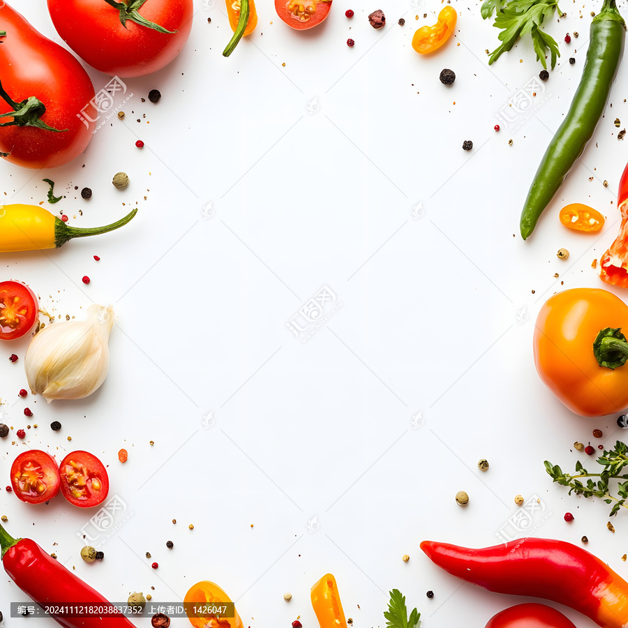 色彩繽紛的蔬菜和香料組合