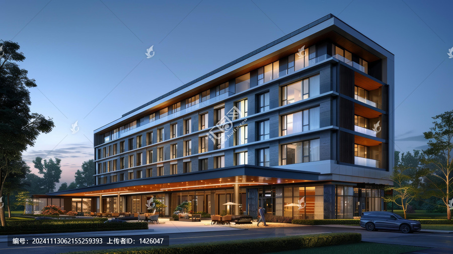 現(xiàn)代酒店建筑夜景