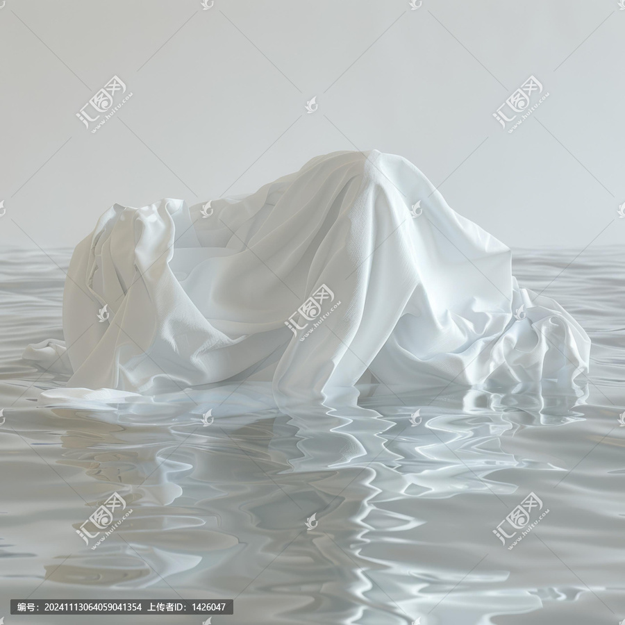 白色布料漂浮在水面上