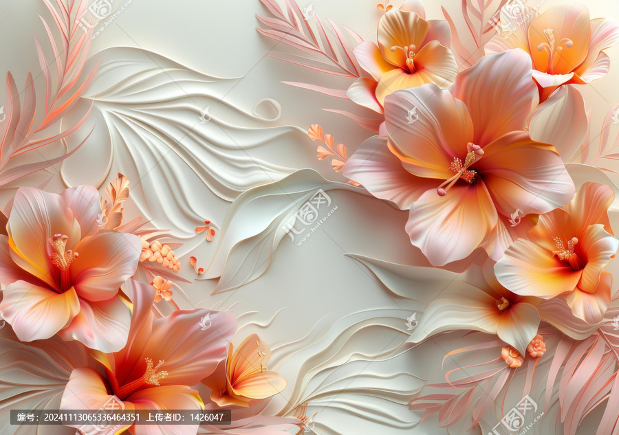 立體花卉墻紙?jiān)O(shè)計(jì)
