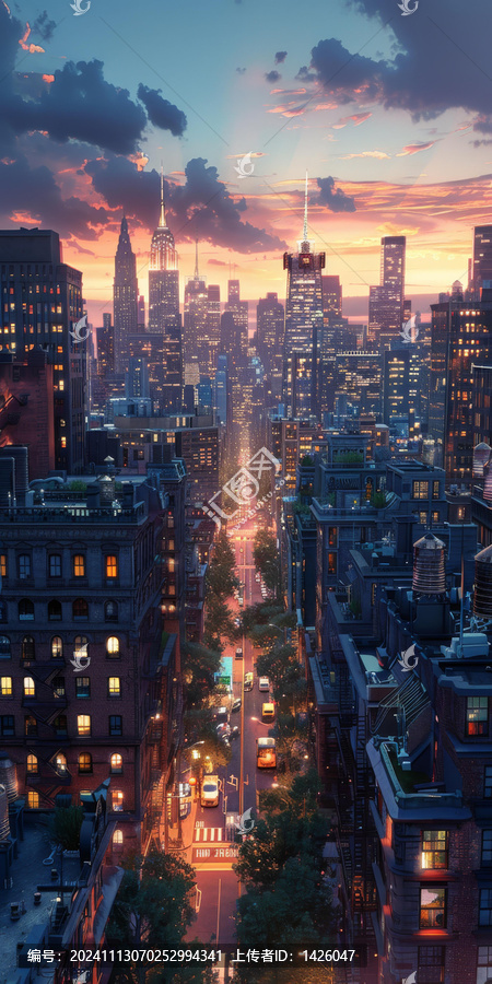 城市黃昏夜景
