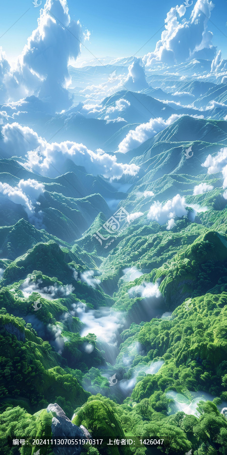 云海環(huán)繞的山峰美景