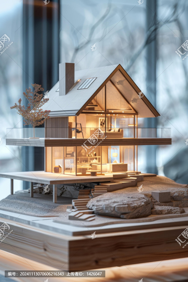 木制現(xiàn)代房屋建筑模型