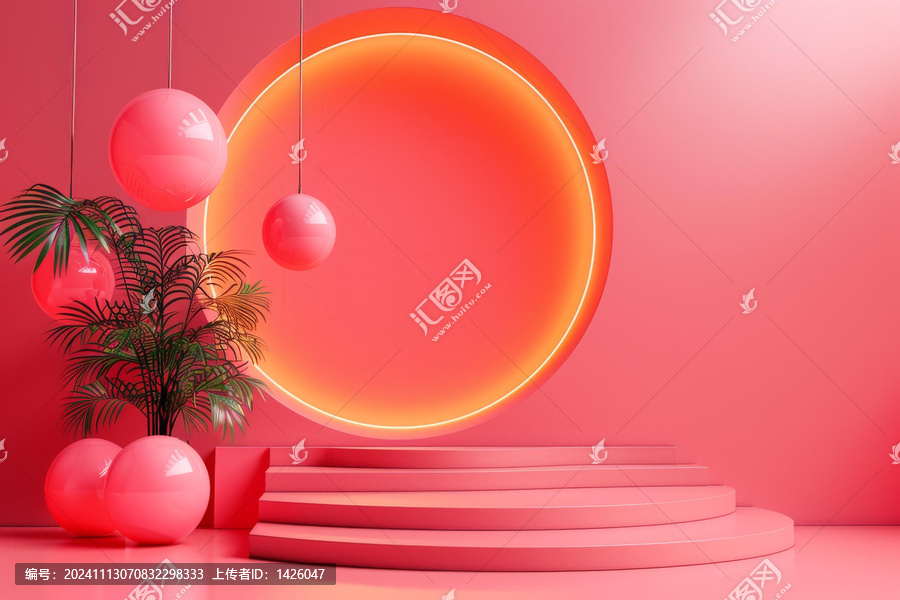 粉紅色幾何極簡場景