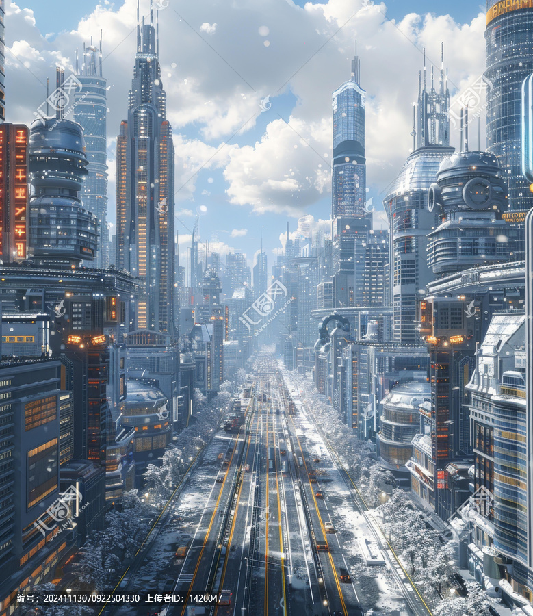 未來城市雪景