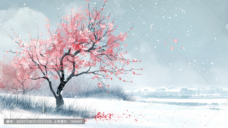 雪中孤獨(dú)的樹