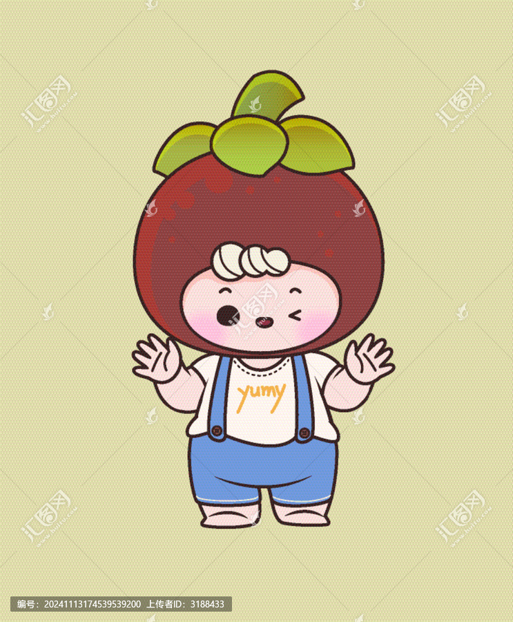 水果描邊可愛(ài)卡通人物插畫(huà)