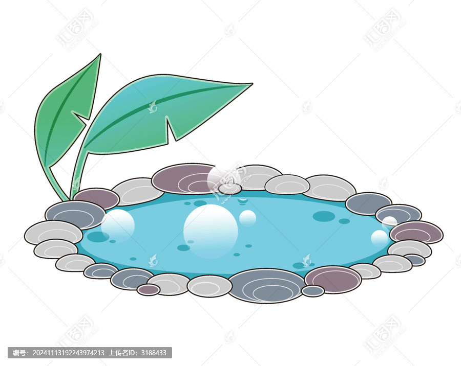 卡通描邊溫泉矢量插畫