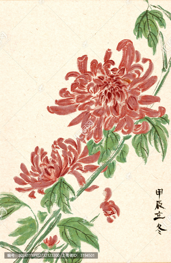 水墨國(guó)畫(huà)菊花插畫(huà)