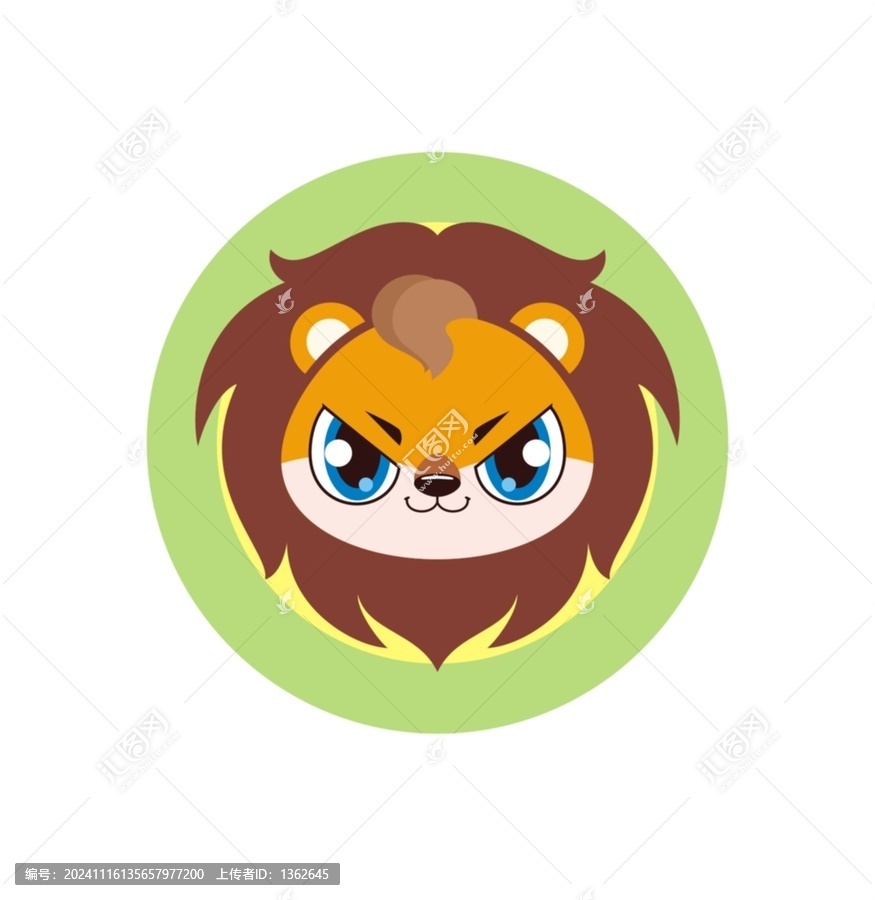 卡通可愛(ài)小獅子頭像矢量圖
