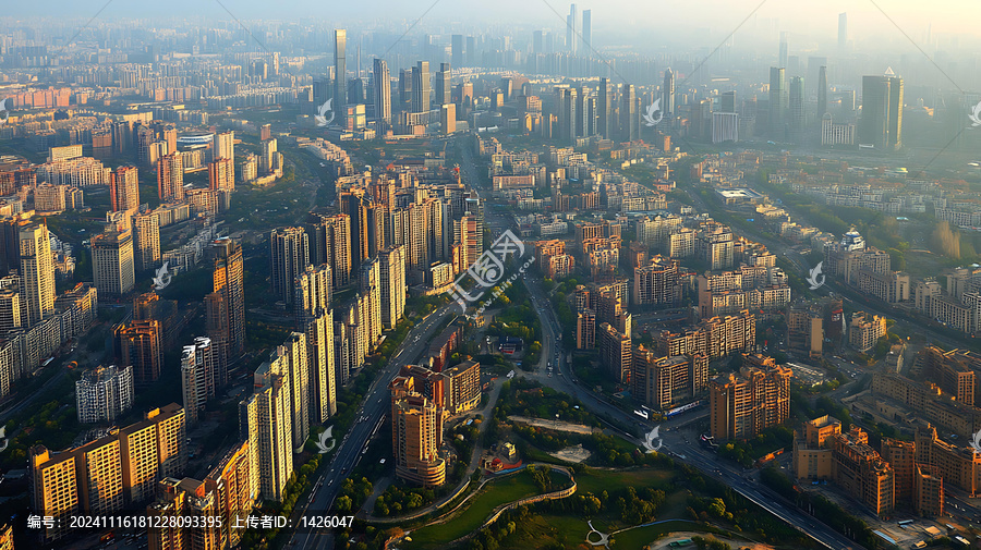 中國城市俯瞰全景圖