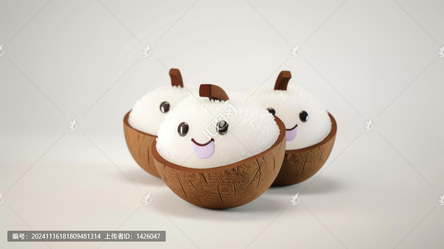 三個可愛的卡通椰子
