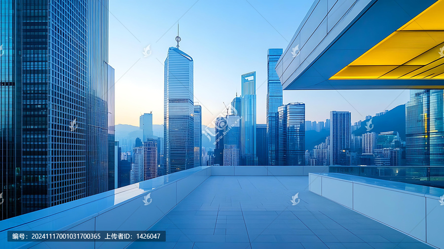 現(xiàn)代城市屋頂俯瞰全景