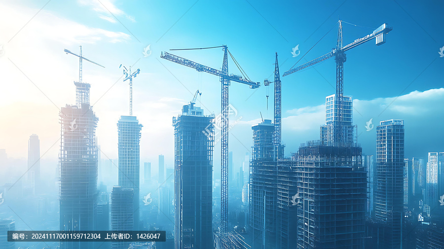 現(xiàn)代都市建設(shè)中的繁忙景象