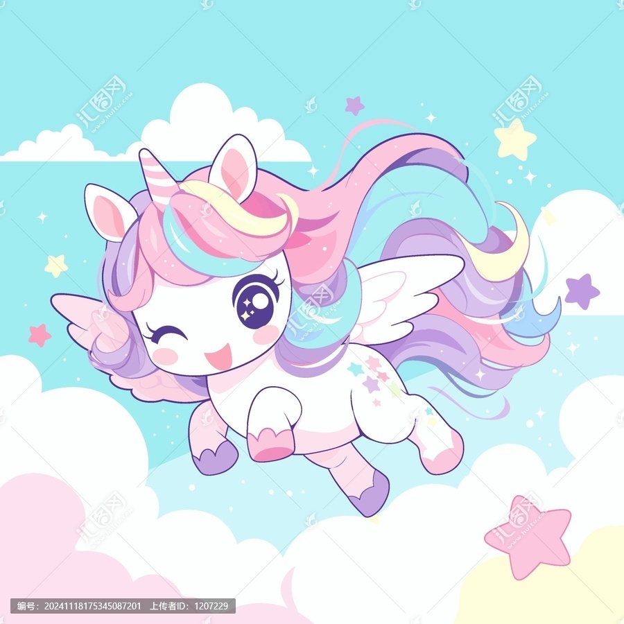 可愛(ài)獨(dú)角獸矢量圖案
