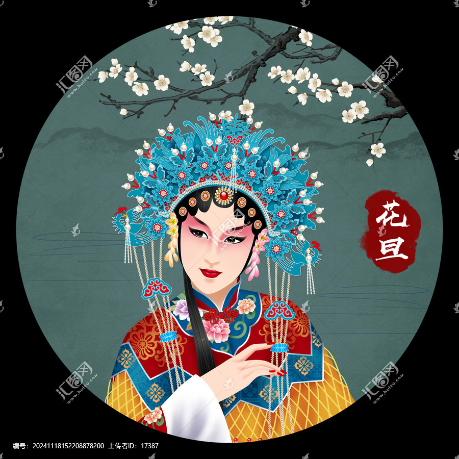 京劇花旦人物無框畫