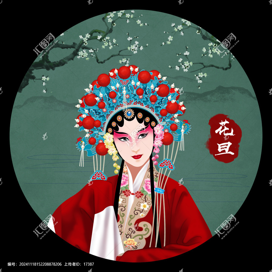 京劇花旦人物無框畫