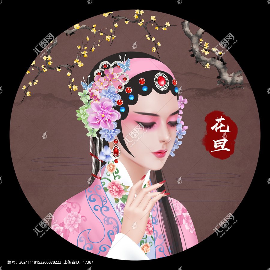 京劇花旦人物無(wú)框畫(huà)