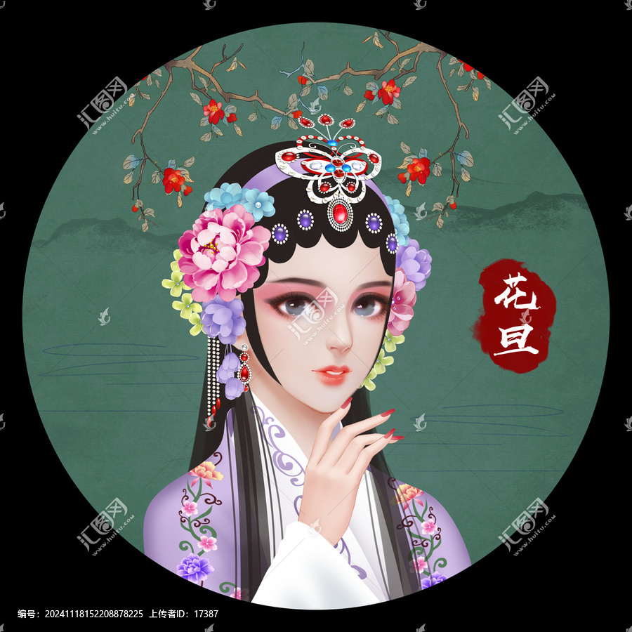 京劇花旦人物無框畫