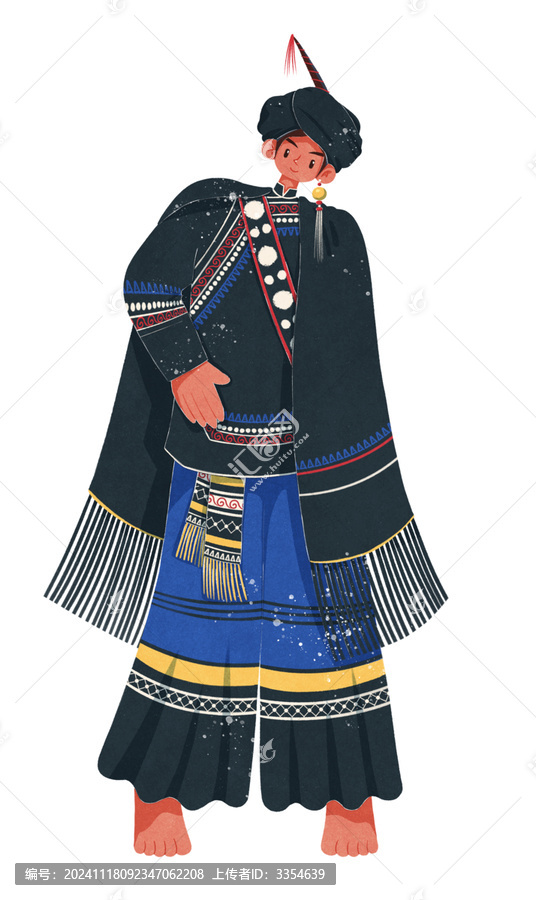 彝族涼山型傳統(tǒng)服飾男性