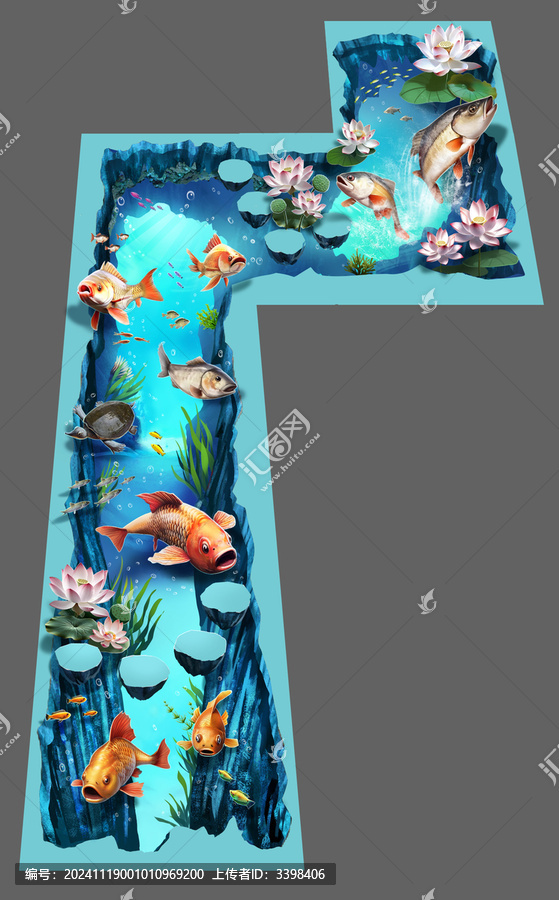 3D地面畫海底魚