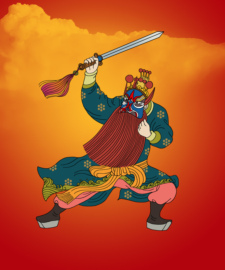 傳統(tǒng)京劇戲曲人物元素插畫臉譜