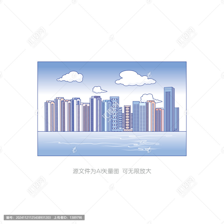高樓大夏建筑插畫(huà)