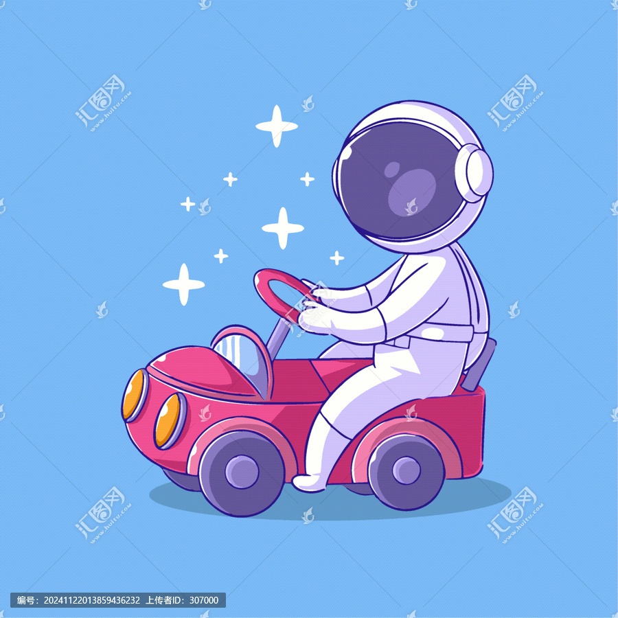 可愛宇航員玩具車Q版兒童插畫