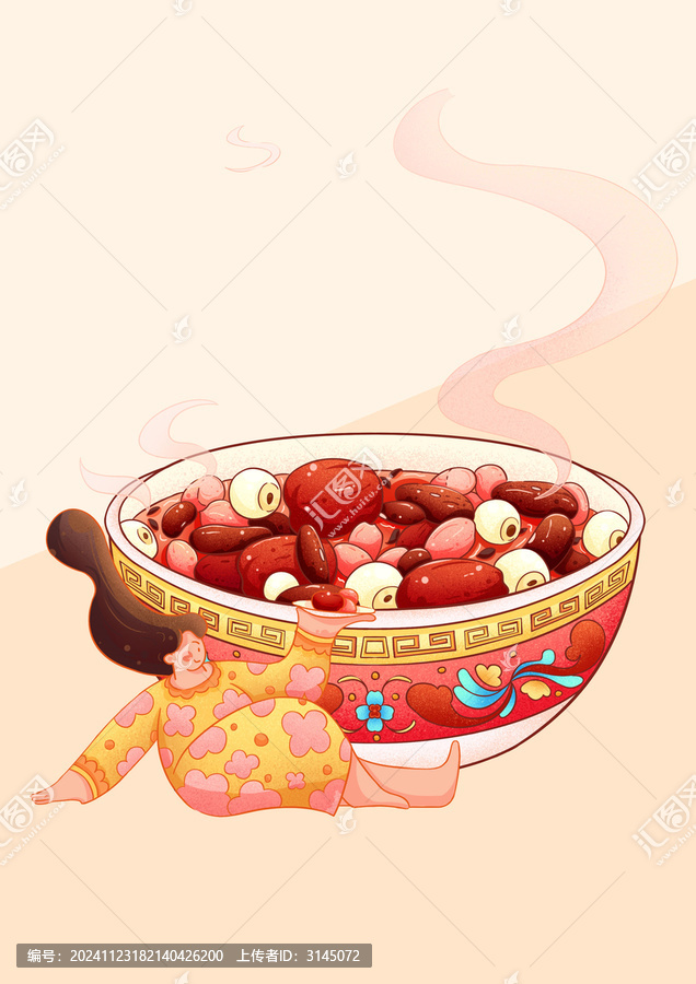 臘八粥人物組合插畫