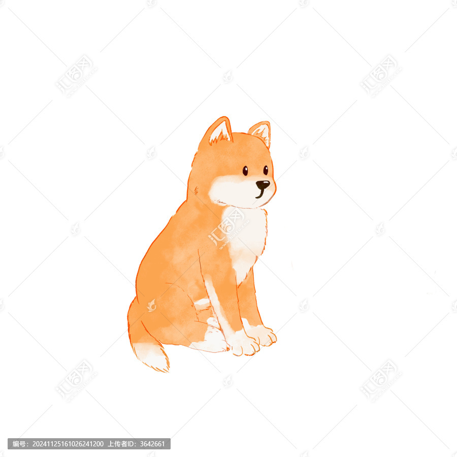 大黃狗中華田園犬免扣素材水彩手繪插畫