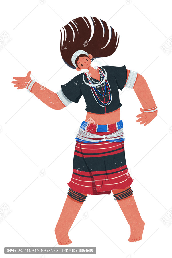 佤族甩發(fā)舞的民族服飾女性