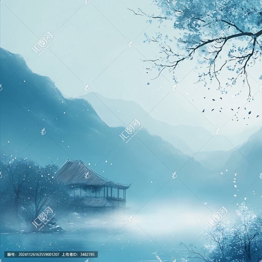 藍色夢幻山水風情