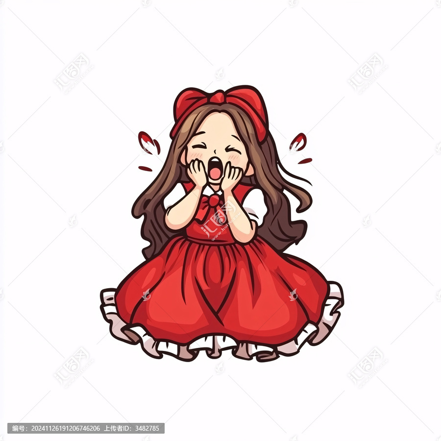 穿紅裙子的卡通小女孩