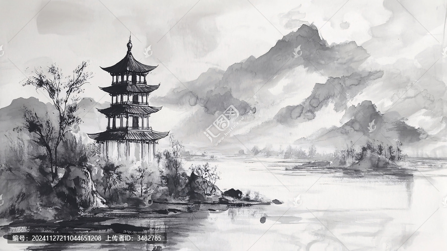 古亭水墨畫