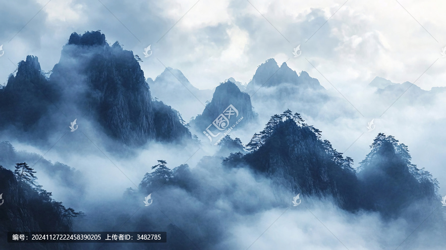 霧漫群峰圖片素材