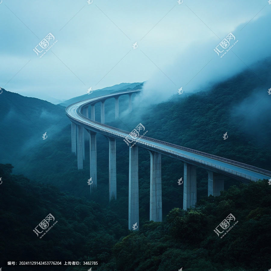 云霧繚繞大橋